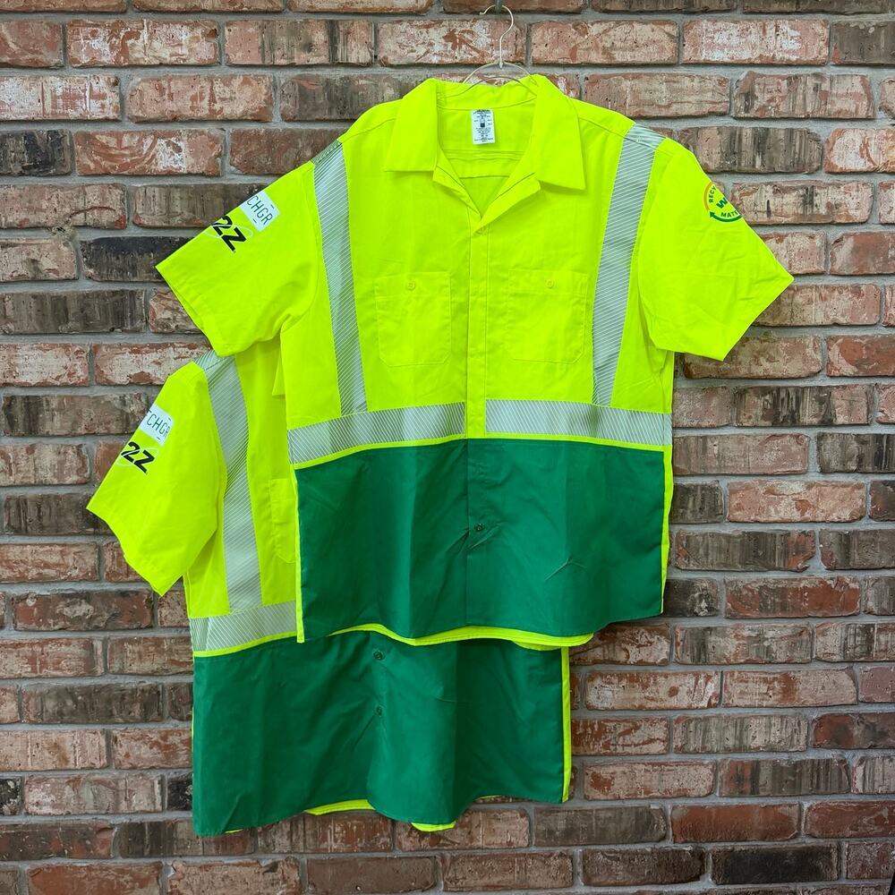 Waste Management Mens 3XL Work Shirts NEW Reflective Button Up Short Sleeve